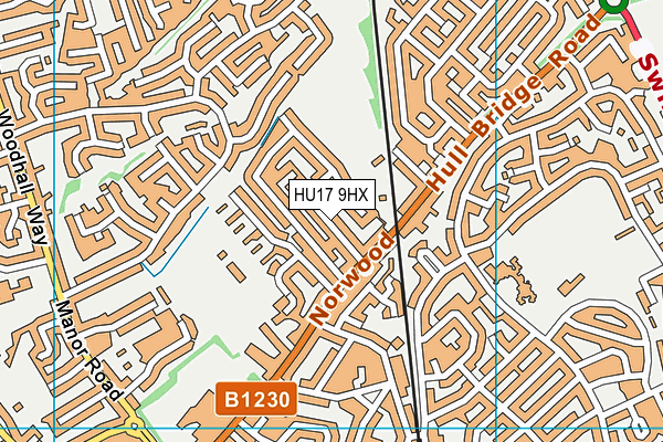 HU17 9HX map - OS VectorMap District (Ordnance Survey)