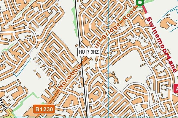 HU17 9HZ map - OS VectorMap District (Ordnance Survey)