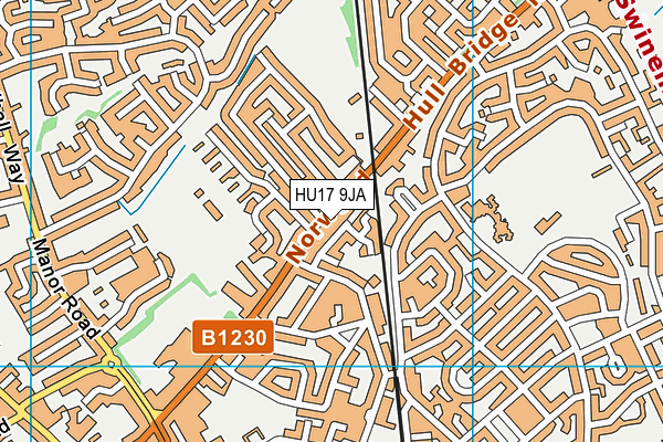 HU17 9JA map - OS VectorMap District (Ordnance Survey)