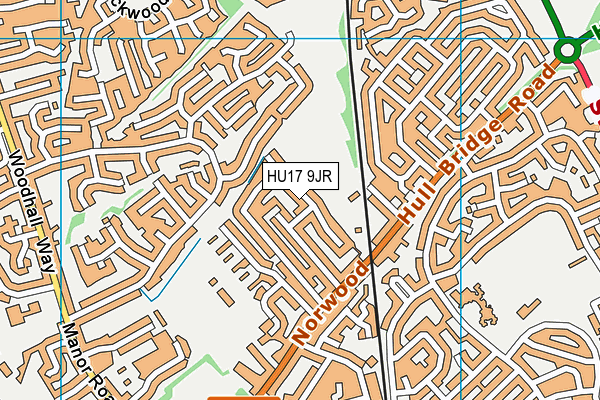 HU17 9JR map - OS VectorMap District (Ordnance Survey)