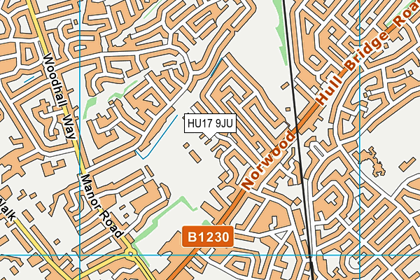 HU17 9JU map - OS VectorMap District (Ordnance Survey)