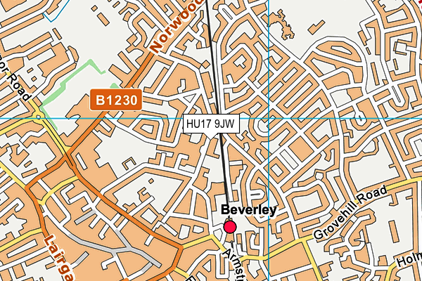HU17 9JW map - OS VectorMap District (Ordnance Survey)