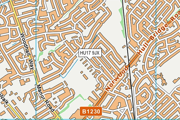 HU17 9JX map - OS VectorMap District (Ordnance Survey)