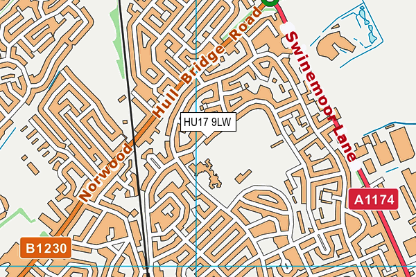 Swinemoor Primary School map (HU17 9LW) - OS VectorMap District (Ordnance Survey)