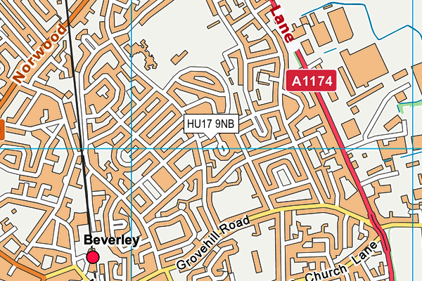 HU17 9NB map - OS VectorMap District (Ordnance Survey)