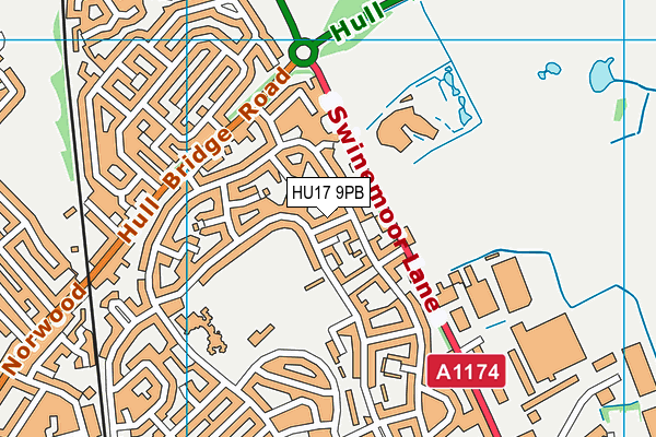 HU17 9PB map - OS VectorMap District (Ordnance Survey)