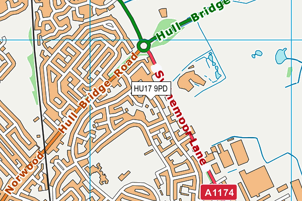 HU17 9PD map - OS VectorMap District (Ordnance Survey)