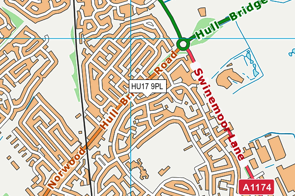 HU17 9PL map - OS VectorMap District (Ordnance Survey)