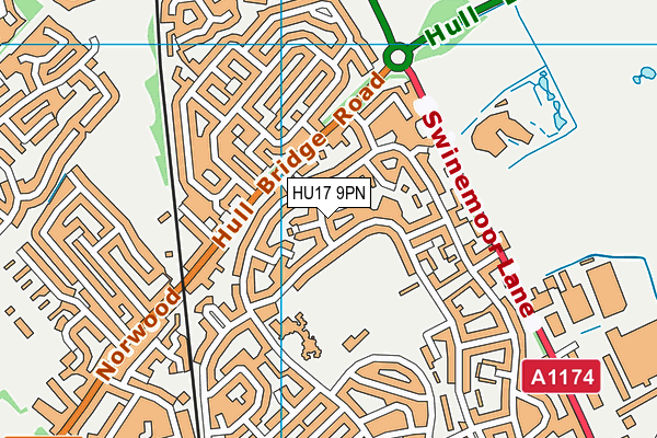 HU17 9PN map - OS VectorMap District (Ordnance Survey)
