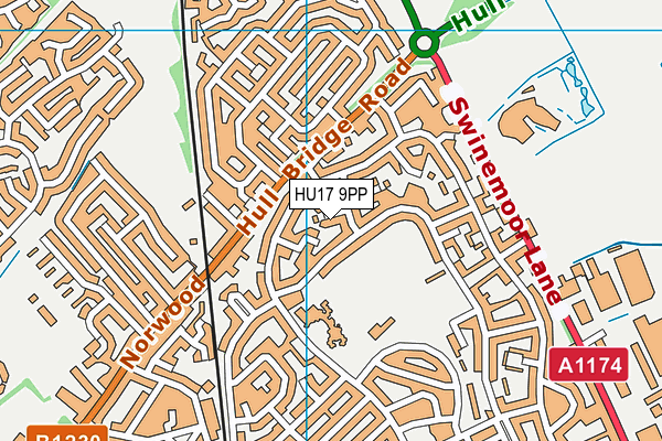 HU17 9PP map - OS VectorMap District (Ordnance Survey)