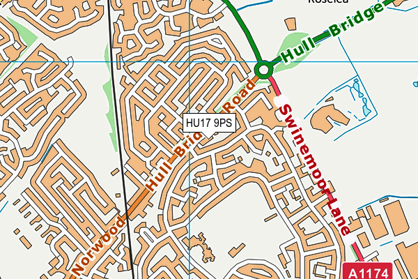 HU17 9PS map - OS VectorMap District (Ordnance Survey)