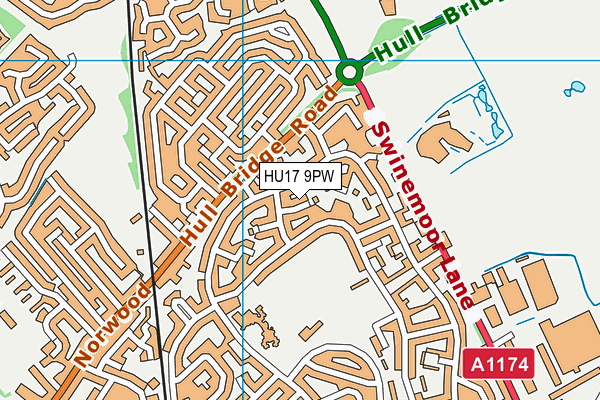 HU17 9PW map - OS VectorMap District (Ordnance Survey)