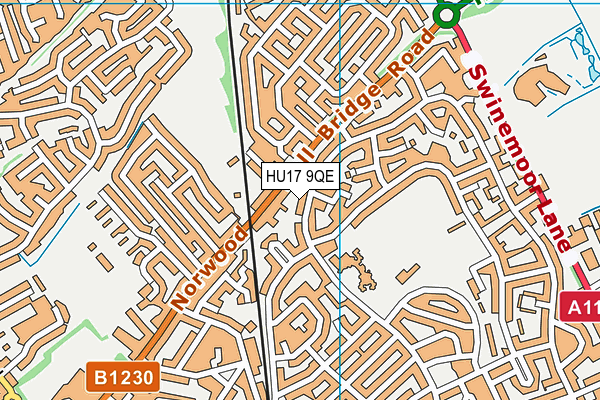 HU17 9QE map - OS VectorMap District (Ordnance Survey)