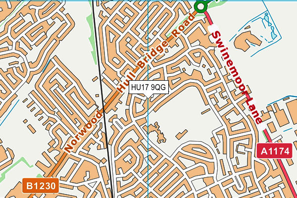 HU17 9QG map - OS VectorMap District (Ordnance Survey)