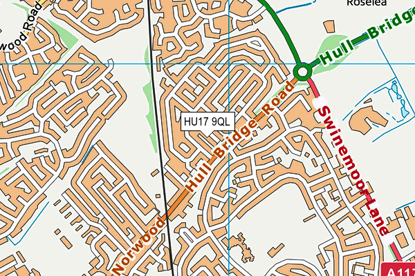 HU17 9QL map - OS VectorMap District (Ordnance Survey)