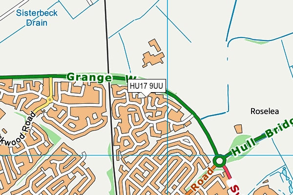 HU17 9UU map - OS VectorMap District (Ordnance Survey)