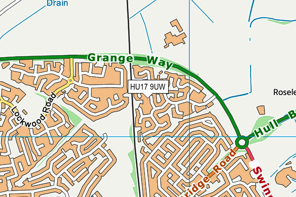 HU17 9UW map - OS VectorMap District (Ordnance Survey)