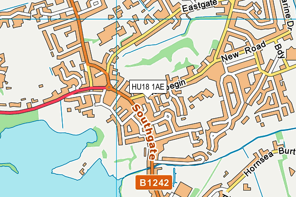 HU18 1AE map - OS VectorMap District (Ordnance Survey)