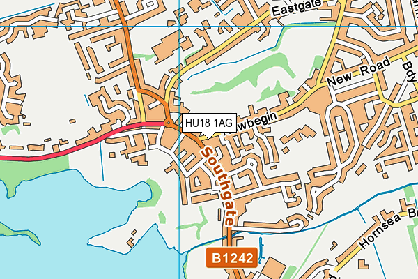 HU18 1AG map - OS VectorMap District (Ordnance Survey)