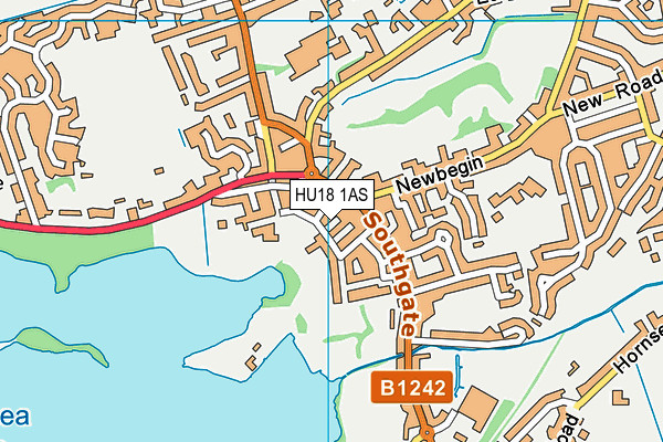 HU18 1AS map - OS VectorMap District (Ordnance Survey)