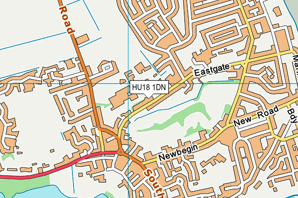 HU18 1DN map - OS VectorMap District (Ordnance Survey)