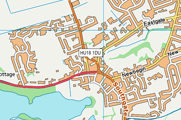 HU18 1DU map - OS VectorMap District (Ordnance Survey)