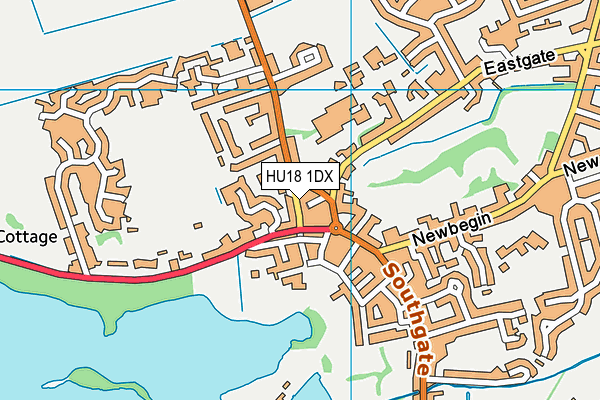HU18 1DX map - OS VectorMap District (Ordnance Survey)