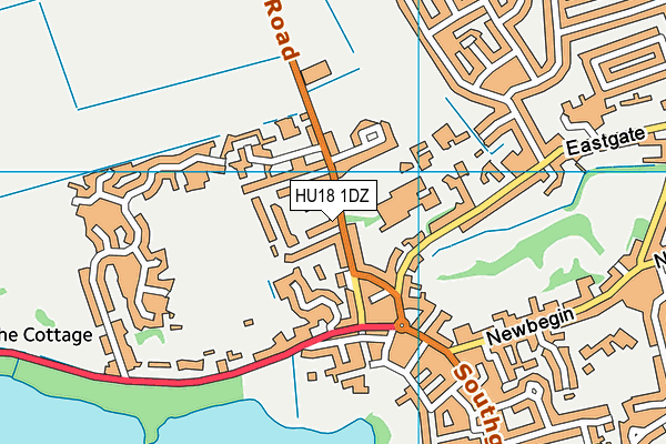 HU18 1DZ map - OS VectorMap District (Ordnance Survey)