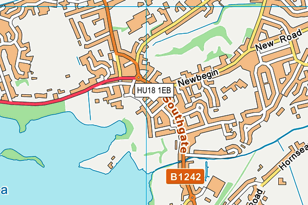 HU18 1EB map - OS VectorMap District (Ordnance Survey)