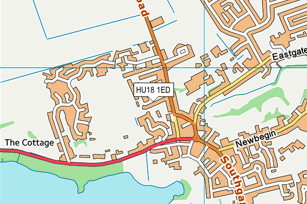 HU18 1ED map - OS VectorMap District (Ordnance Survey)