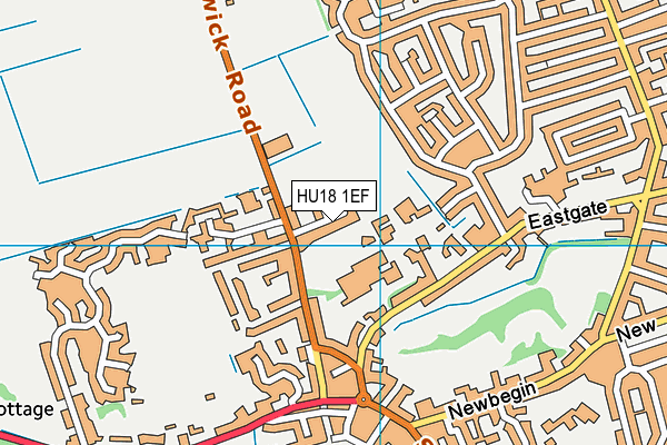 HU18 1EF map - OS VectorMap District (Ordnance Survey)