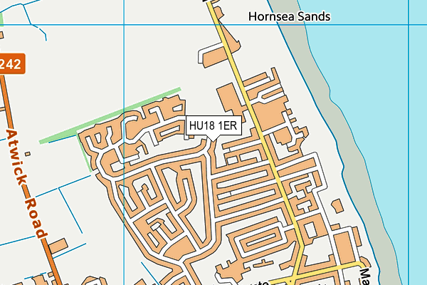 HU18 1ER map - OS VectorMap District (Ordnance Survey)