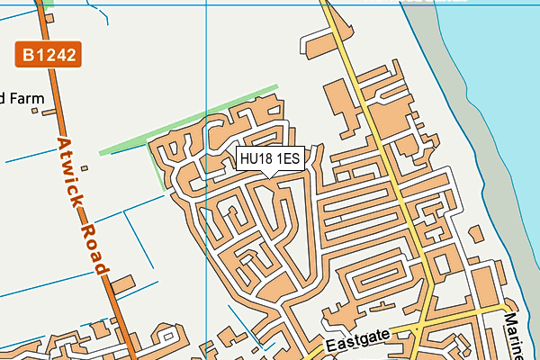 HU18 1ES map - OS VectorMap District (Ordnance Survey)