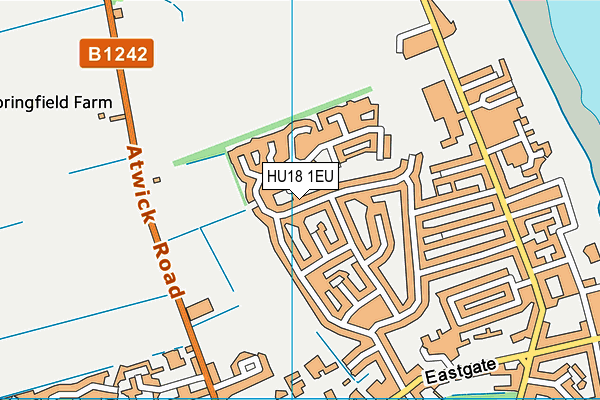 HU18 1EU map - OS VectorMap District (Ordnance Survey)