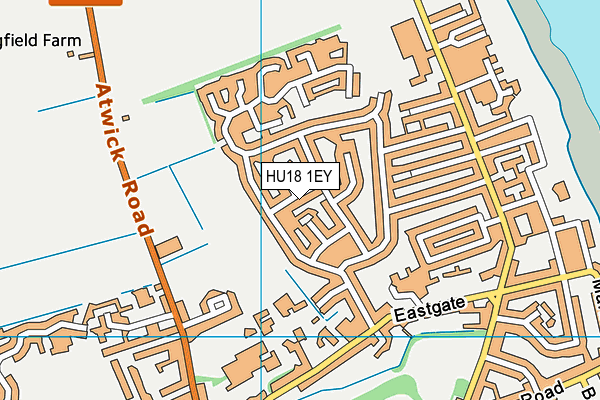 HU18 1EY map - OS VectorMap District (Ordnance Survey)