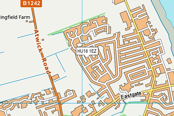 HU18 1EZ map - OS VectorMap District (Ordnance Survey)