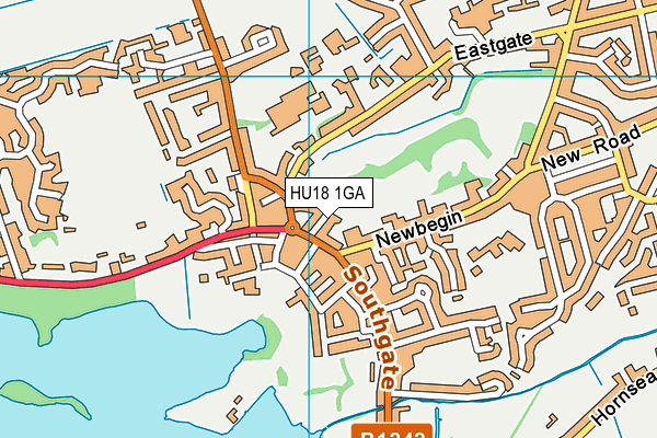 HU18 1GA map - OS VectorMap District (Ordnance Survey)