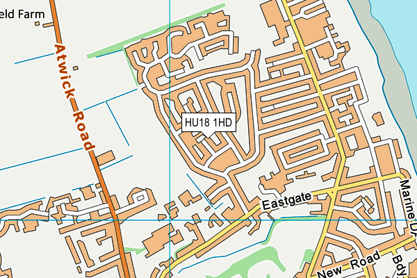 HU18 1HD map - OS VectorMap District (Ordnance Survey)