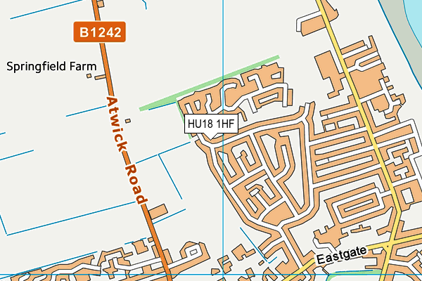 HU18 1HF map - OS VectorMap District (Ordnance Survey)