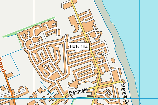 HU18 1HZ map - OS VectorMap District (Ordnance Survey)
