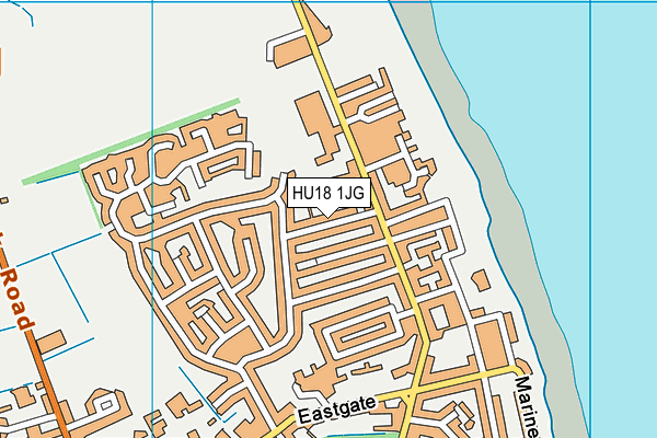 HU18 1JG map - OS VectorMap District (Ordnance Survey)