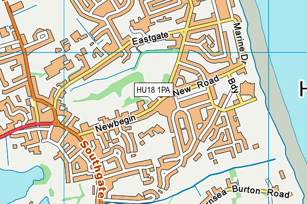 HU18 1PA map - OS VectorMap District (Ordnance Survey)