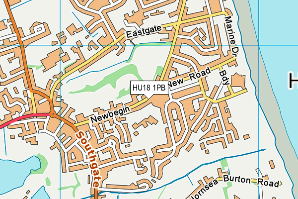 Hornsea Community Primary School map (HU18 1PB) - OS VectorMap District (Ordnance Survey)