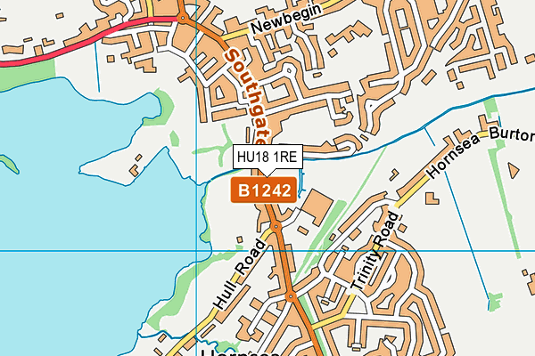 HU18 1RE map - OS VectorMap District (Ordnance Survey)