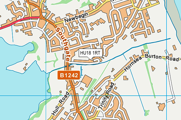 HU18 1RT map - OS VectorMap District (Ordnance Survey)