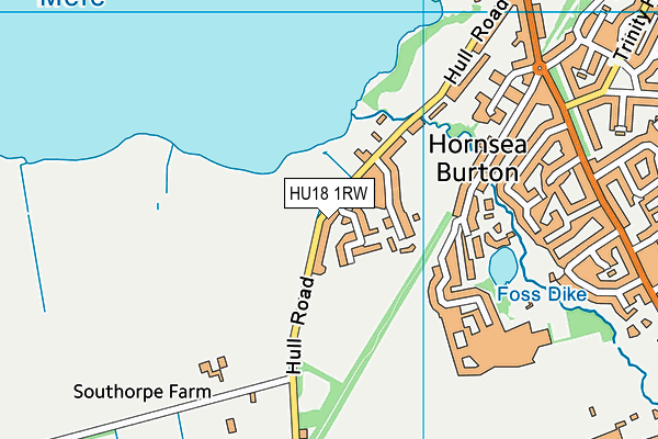 HU18 1RW map - OS VectorMap District (Ordnance Survey)