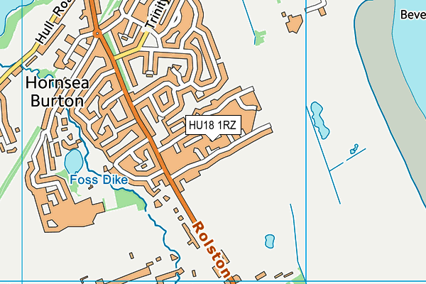 HU18 1RZ map - OS VectorMap District (Ordnance Survey)