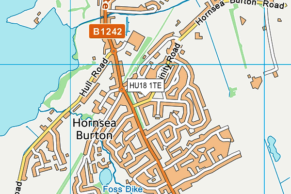 HU18 1TE map - OS VectorMap District (Ordnance Survey)