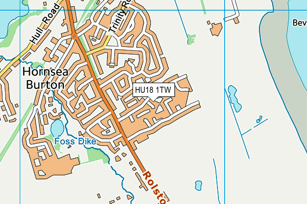 HU18 1TW map - OS VectorMap District (Ordnance Survey)