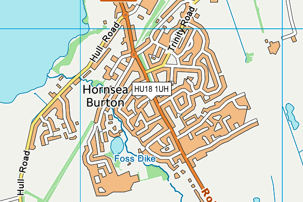 HU18 1UH map - OS VectorMap District (Ordnance Survey)